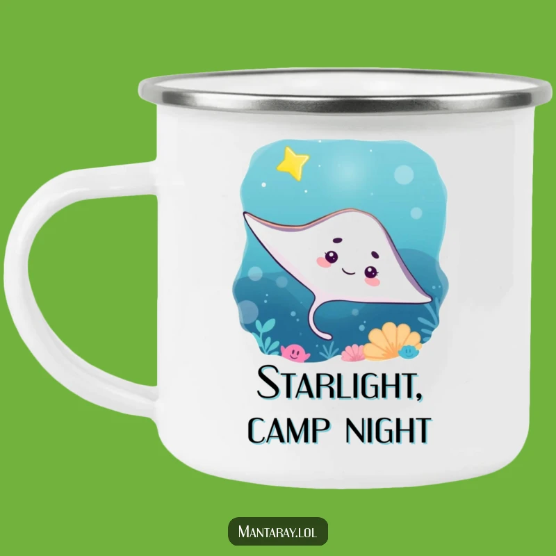 Durable Funny Curious Manta Ray Camping Mug: Explore the Night Sky, Ideal Funny Gift