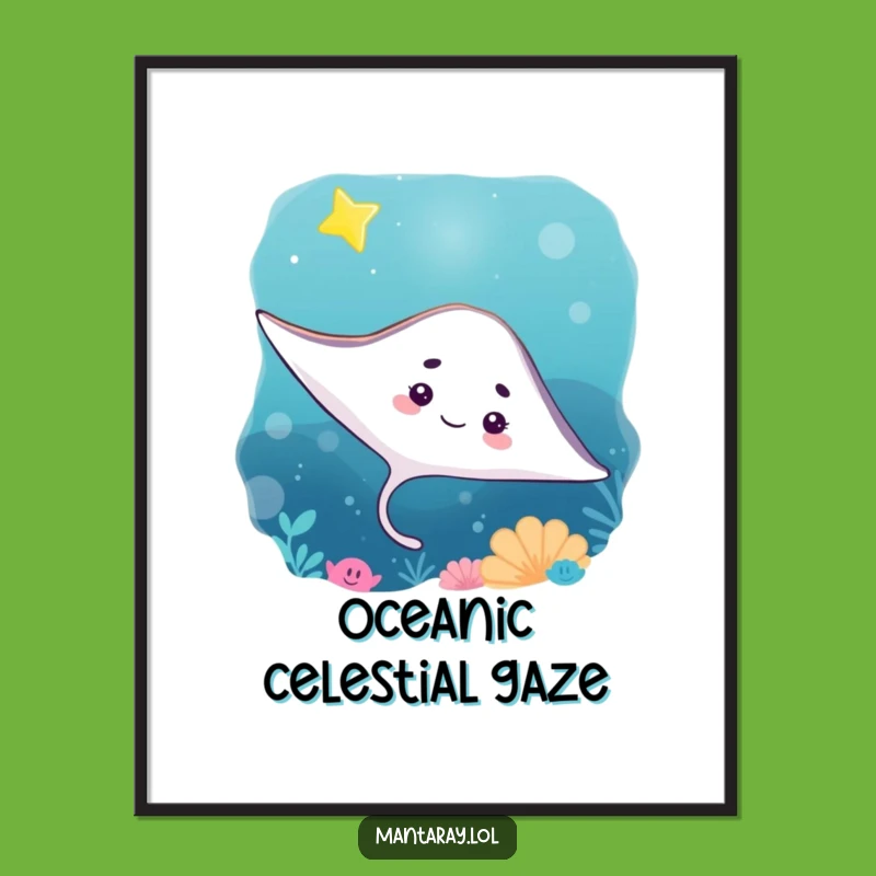 Instant Download Funny Curious Manta Ray Art: Ocean Dreams, Perfect Funny Gift