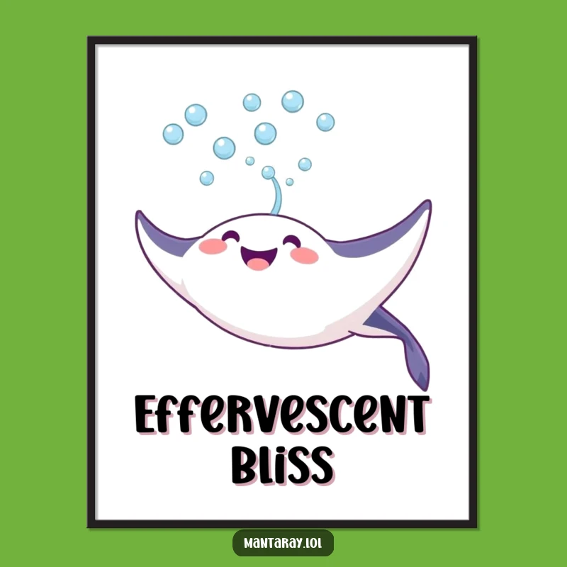 Instant Download Funny Joyful Manta Ray Art: Ocean Bubbles, Perfect Funny Gift