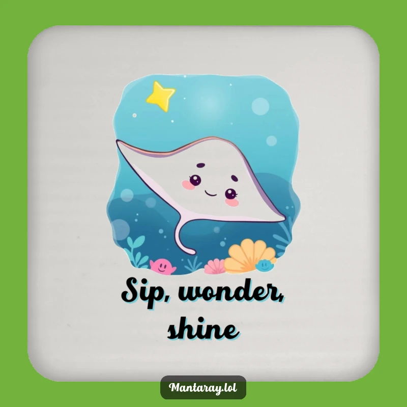 Funny Curious Manta Ray Star Coaster: Protect Surfaces, Perfect Funny Gift