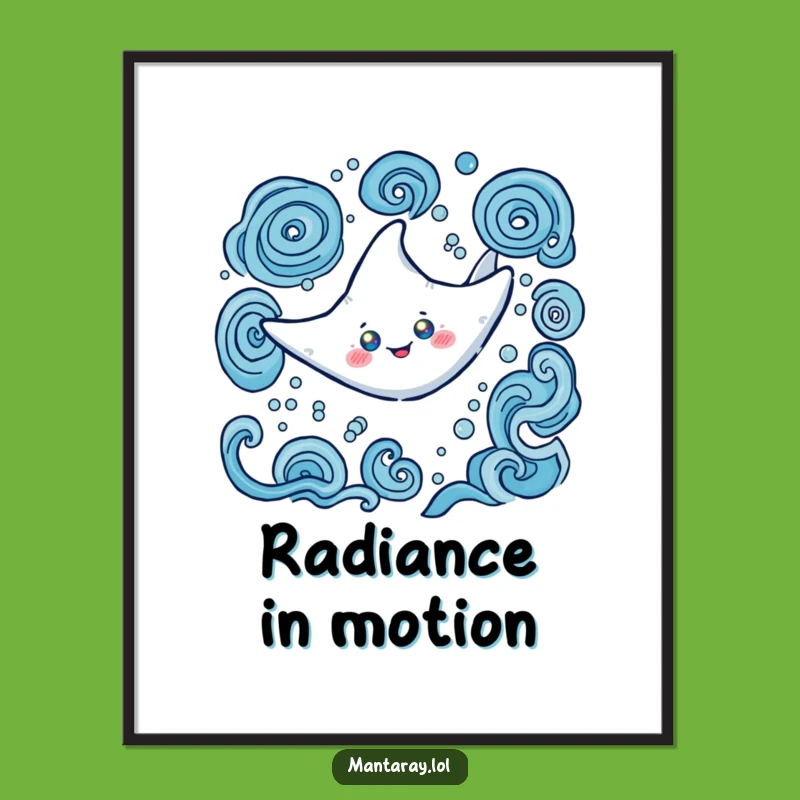 Vibrant Funny Glowing Manta Ray Poster: Bring Ocean Glow Home, Perfect Funny Gift