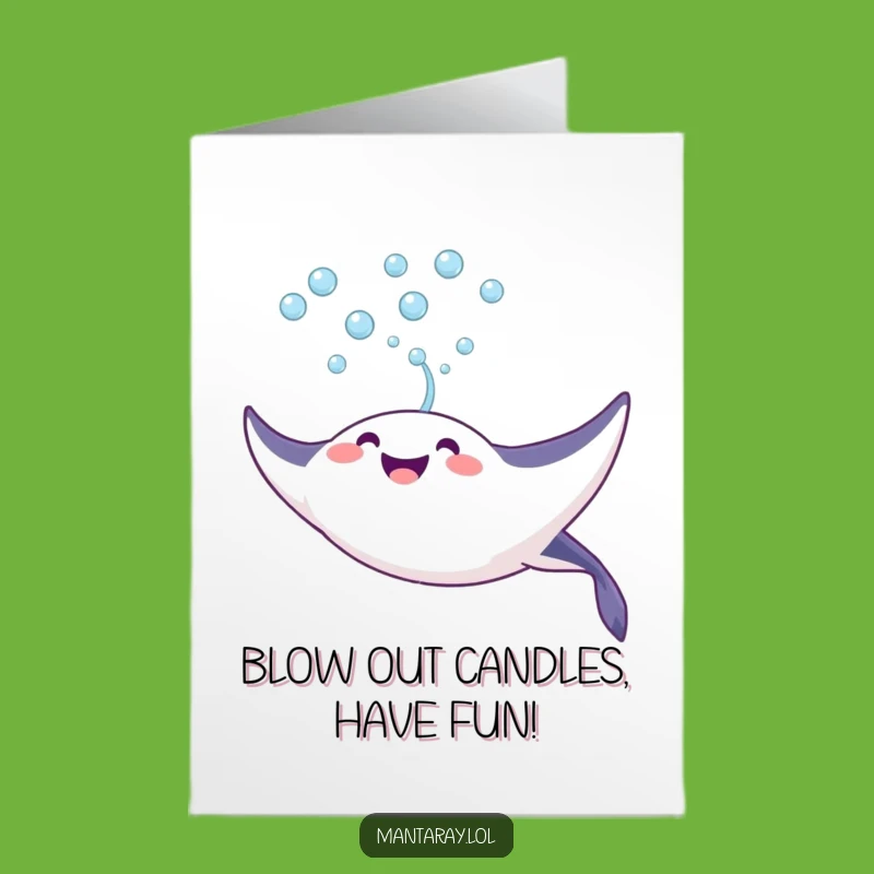 Free Printable Happy Birthday Card: Joyful Manta Ray Bubbles!
