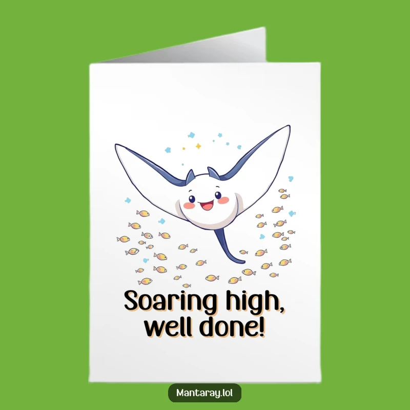 Free Printable Congratulations Card: Triumphant Manta Ray Victory!