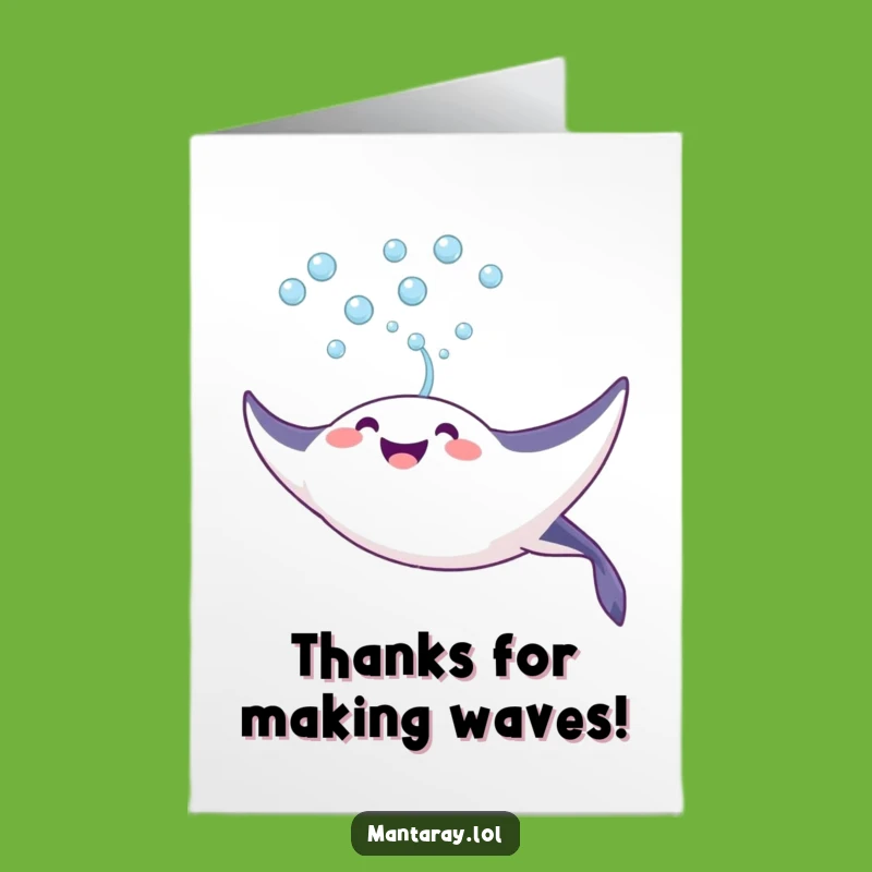 Free Printable Thank You Card: Joyful Manta Ray Bubble Wishes!